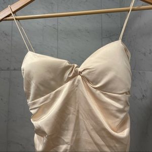 Oh Polly Satin Mini Dress Ivory/Nude